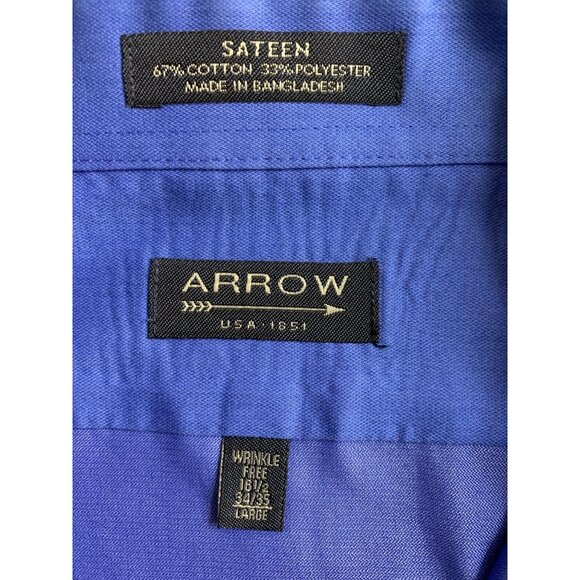 Lot Of Two Mens Dress Shirts 16.5 Neck 34/35 Sleeve Arrow & Kirkland EUC 8912 - Picture 4 of 11